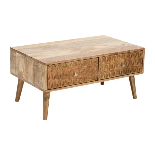 IH Design Zenon Light Mango Wood Coffee Table with 2 Drawers