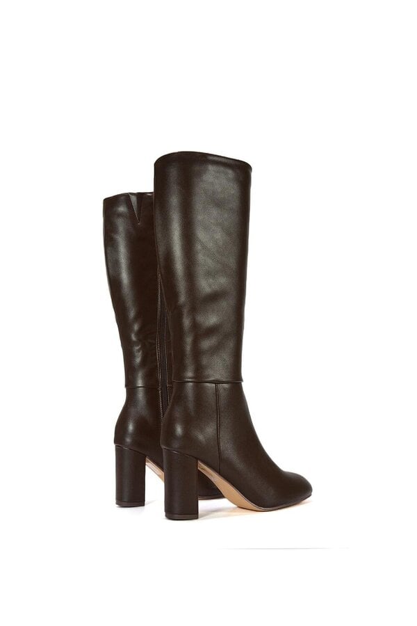 XY LONDON Knee High Block Heeled Boots With Zip Fastening