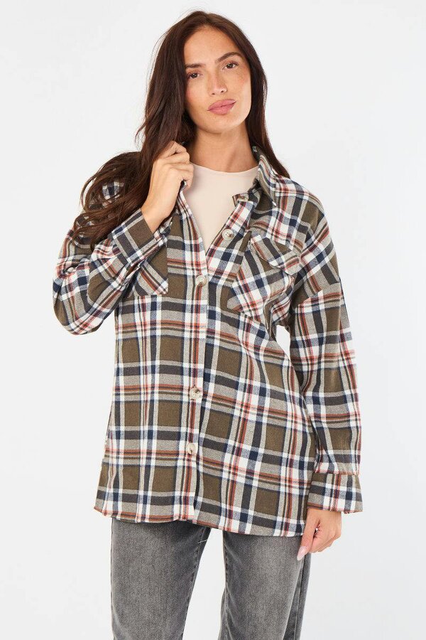 Elaina Fashion Oversized Checkered Shirt