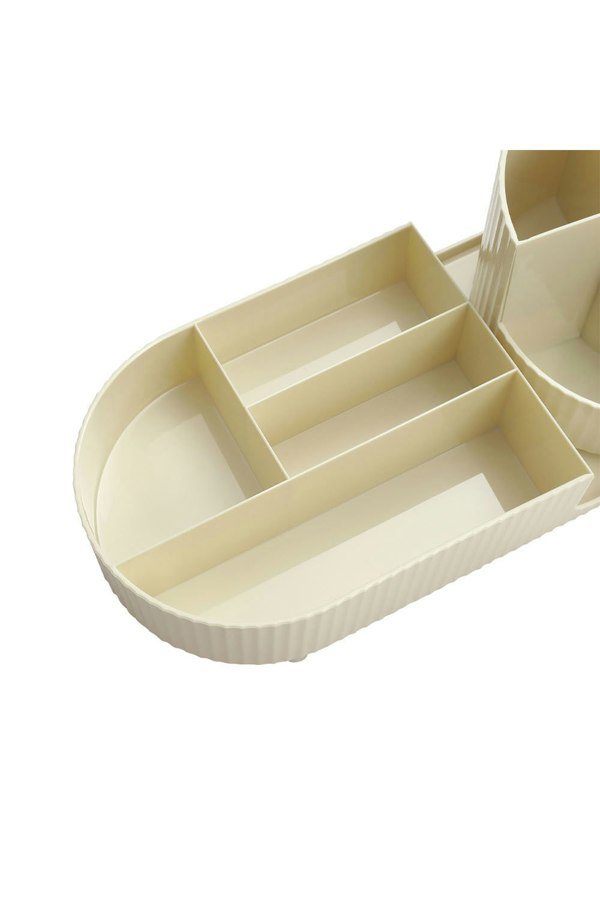 Living and Home Large Cream Capacity Makeup Organizer with Rotating Brushes Holder
