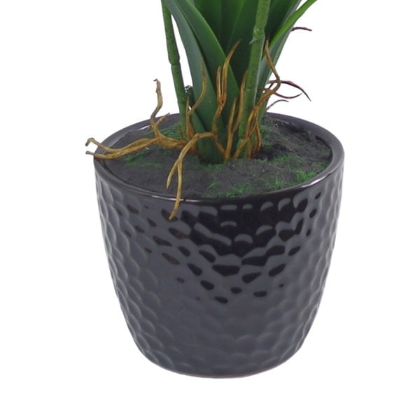 Leaf 50cm Large Dark Pink Artificial Orchid in Ceramic Planter