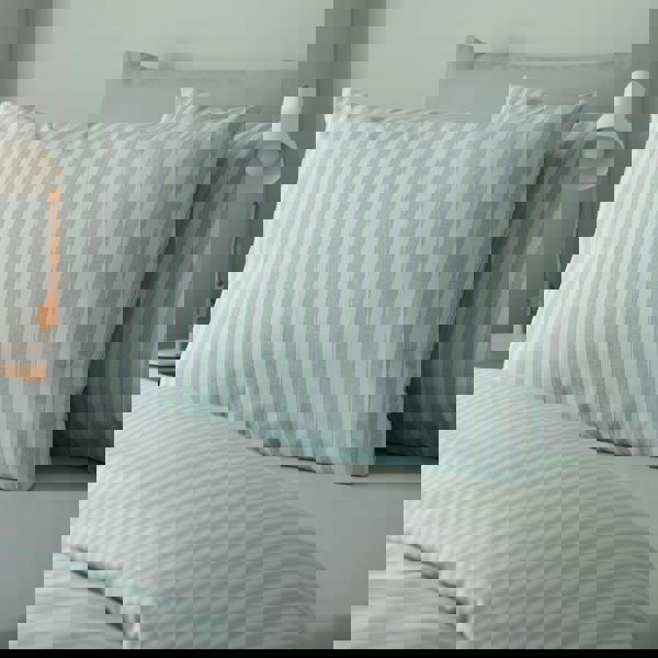 Catherine Lansfield Epping Textured Stripe Reversible Duvet Cover Set Green