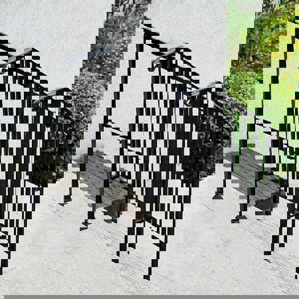 Gr8 Garden Outdoor Black Steel Handrail 2 Steps Garden Stairs Safety Grab Bannister Rail