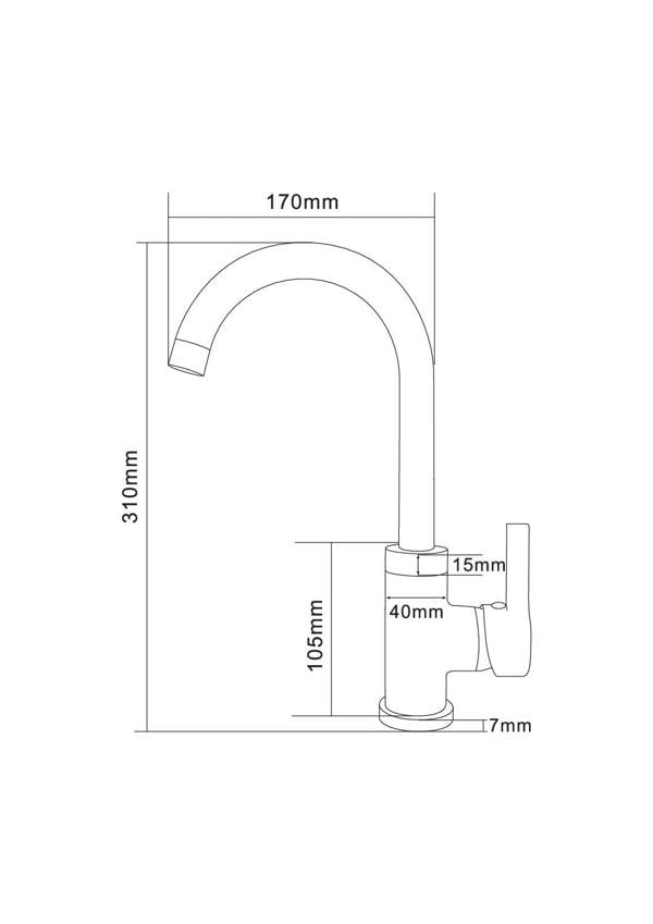 Flode Vättern | Single Lever Kitchen Sink Mixer Tap with Swivel Spout | Swan Neck Design | Copper Finish