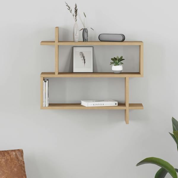 Decortie Paralel Wall Mounted Modern Bookcase Display Unit 2-Tier Sleek Design 70x22x66 cm
