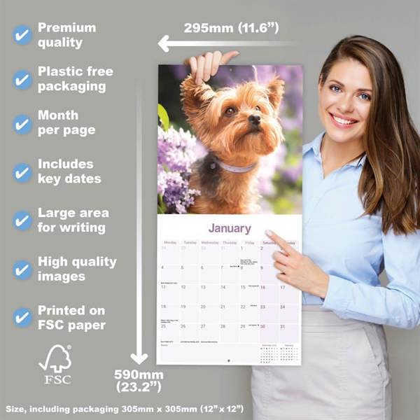 Yorkshire Terrier Calendar 2027, Wall Calendars, Month To View, Dogs, Gift