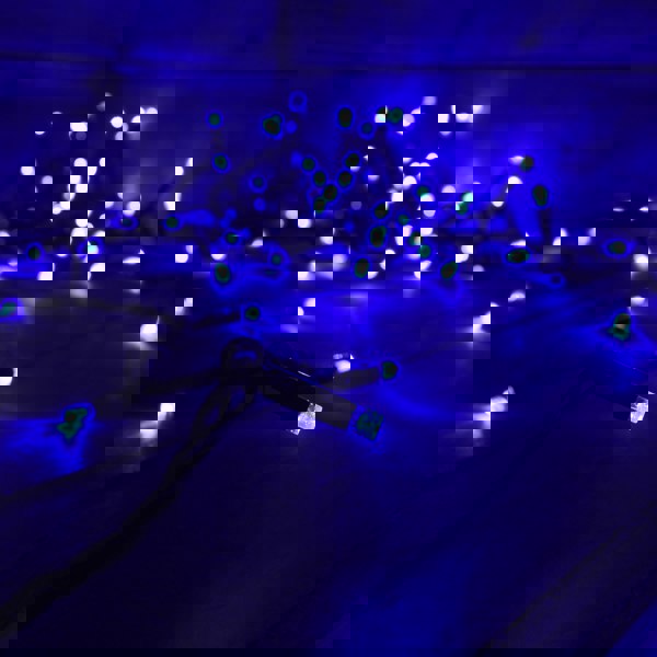 Samuel Alexander 300 Electric Blue LED Super-Long 29.9m Connectable Lights on a Black Cable