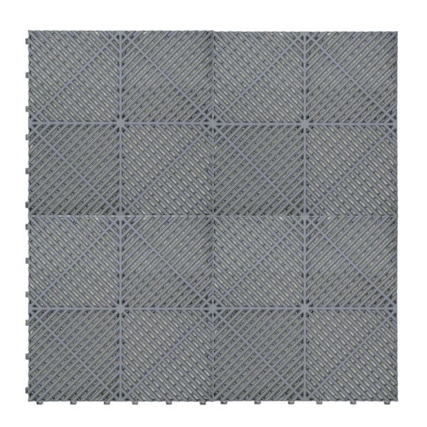 Monstershop Vented Garage Floor Tiles x 120 With Edges - Grey