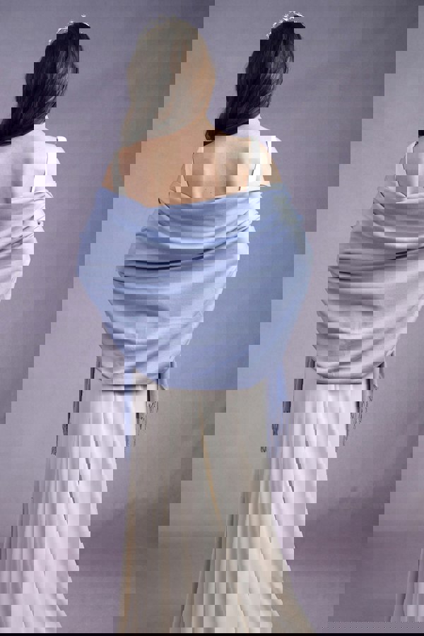 Antonia York Powder Blue Pashmina | Drew Light Blue Super Soft Large Special Occasion Wrap with Tassels