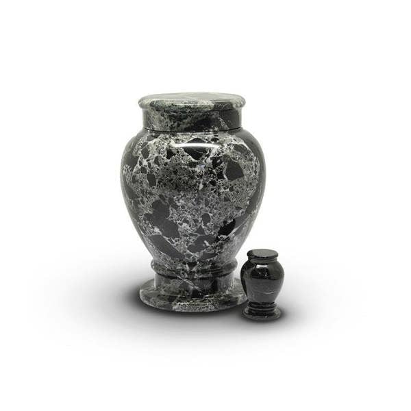 Memorials Direct Marble Urn (Black with White) - Adult & Keepsake