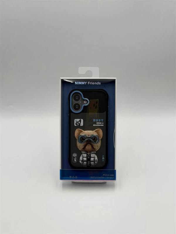 Nimmy Friends Nimmy Cool & Cute 2.0 Little Rich Tycoon Dog Case with MagSafe for iPhone 17 6.3" Black Blue - N-KMLL-IP17-01
