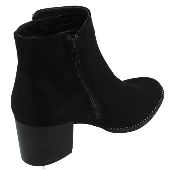 Spot On Ladies Spot On Zip With Decorative Badge Detail Ankle Boots F50929