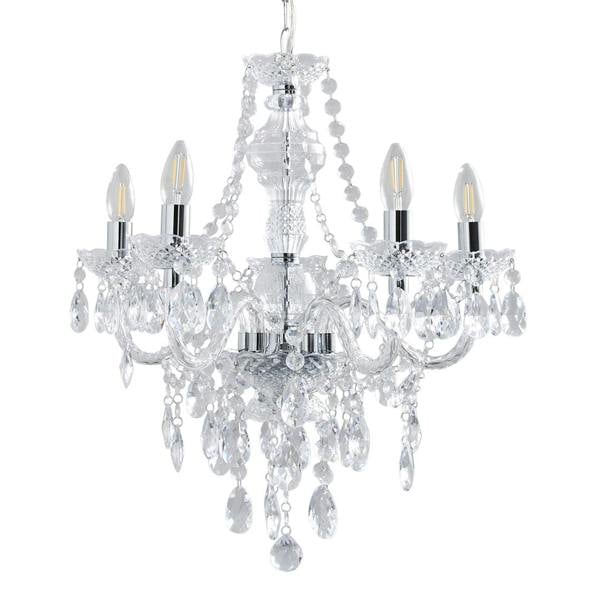 Pagazzi Lighting Vivienne 5 Light Chrome & Clear Chandelier Ceiling Pendant
