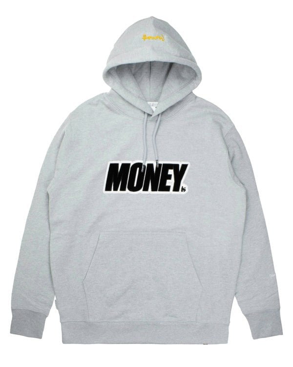 Money Velour Applique Hood Grey Melange