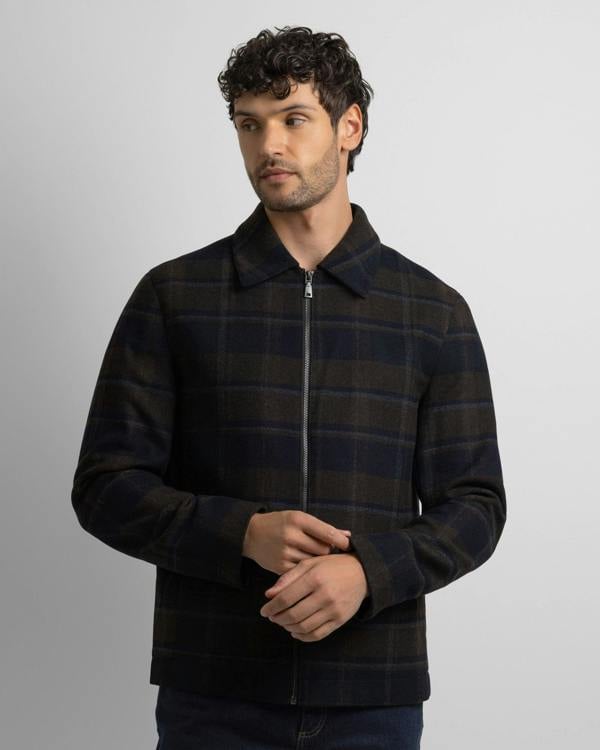 Steel & Jelly Malham - Check Wool Blend Harrington Jacket