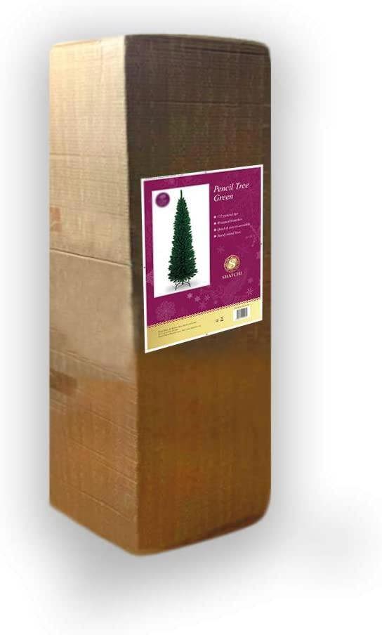 4ft to 8ft Green Artificial Flocked Slim Pencil Christmas Trees with Metal Stand image 4