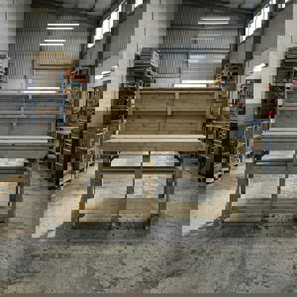 Arbor Garden Solutions Indoor/outdoor workbench, pressure treated bench with back panel, double shelf and wheels