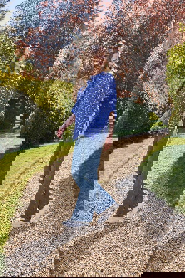 Dotted Check Print Top