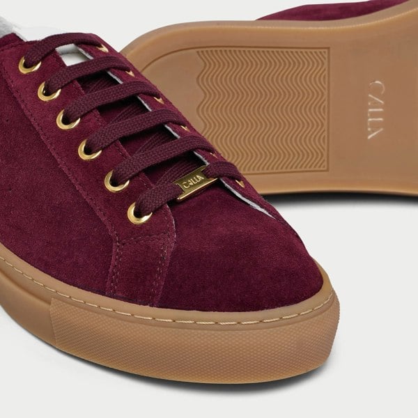 Calla Shoes Star - Cherry Suede Wide Fit Trainers