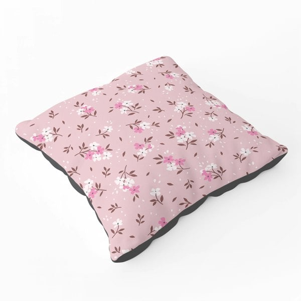 Warren Reed Pretty Pink Flower Pattern Floor Cushion