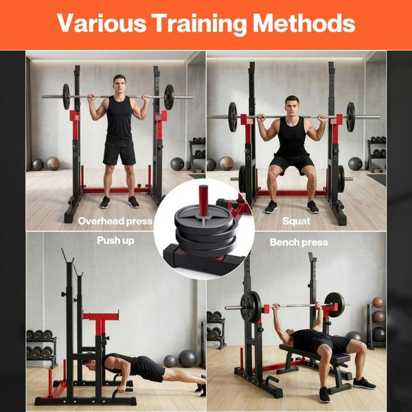 Centra Squat Rack Power Rack Heavy Duty 250KG Adjustable Bench Press Stand Black