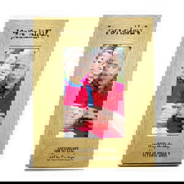 Personalised Memento Company Personalised Oak Finish 6x4 Great Grandchild Photo Frame