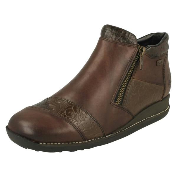Rieker Ladies Rieker Floral Detailed Wedge Heeled Ankle Boots 44281