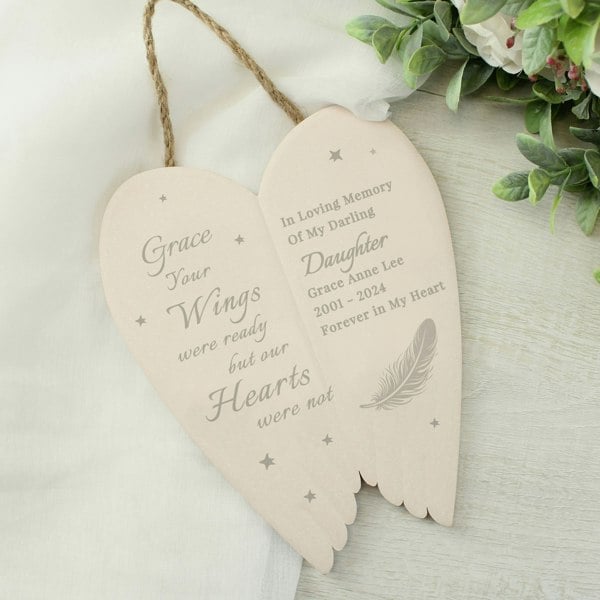 Personalised Memento Company Personalised Memorial Angel Wings Hanging Ornament