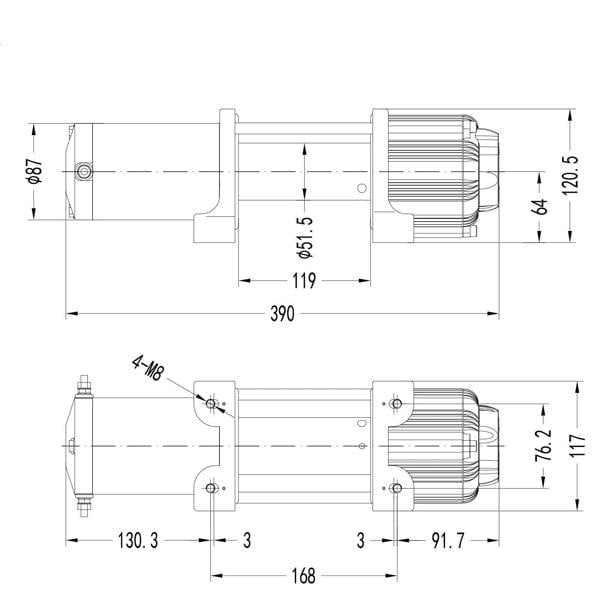 Winchmax 5,000lb (2,268kg) 12V Winch 152m x 63mm Dyneema Rope, 1/4 Inch Clevis Hook, Twin Remotes