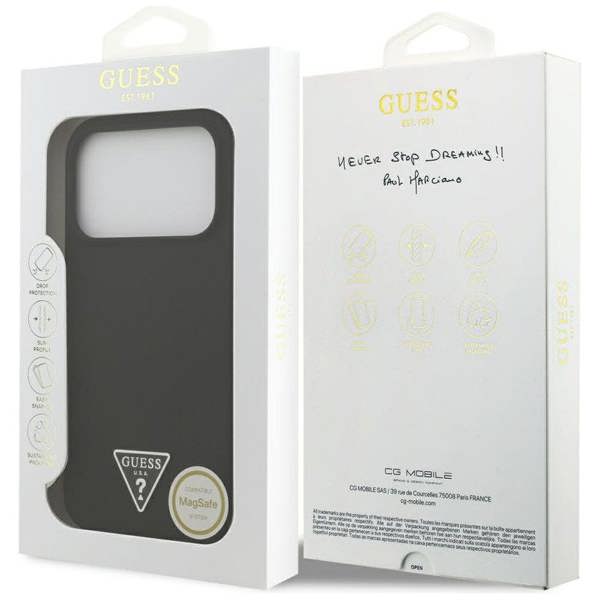 Guess Silicone Triangle Logo Case with MagSafe for iPhone 17 Pro Black - GUHMP17LSCTRLMK