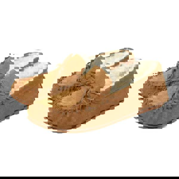 Eastern Counties Leather Unisex Adult Steve Sheepskin Hard Sole Moccasins - Chestnut/Natural