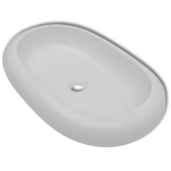 Berkfield Luxury Ceramic Basin Oval-shaped Sink White 63 x 42 cm