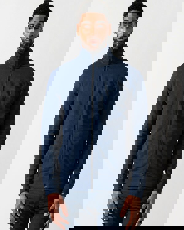 Model wearing a BOSS Orange Zestart Mens Full Zip Sweatshirt  in Open Blue