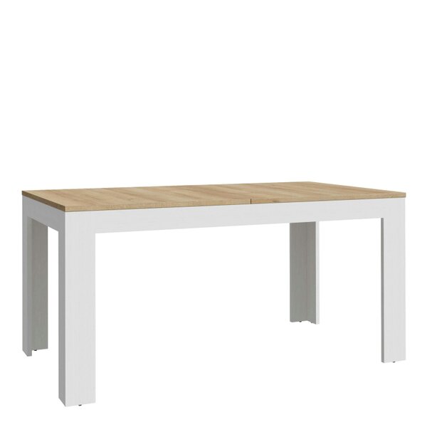 Wyld Haus Bramblecroft White and Natural Oak Wood Extending Dining Table