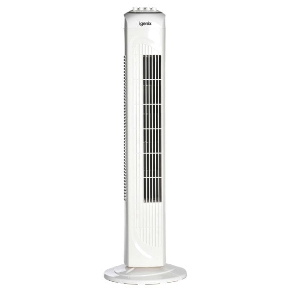 igenix Tower Fan, Oscillating, 2 Hour Timer, 30 Inch, White