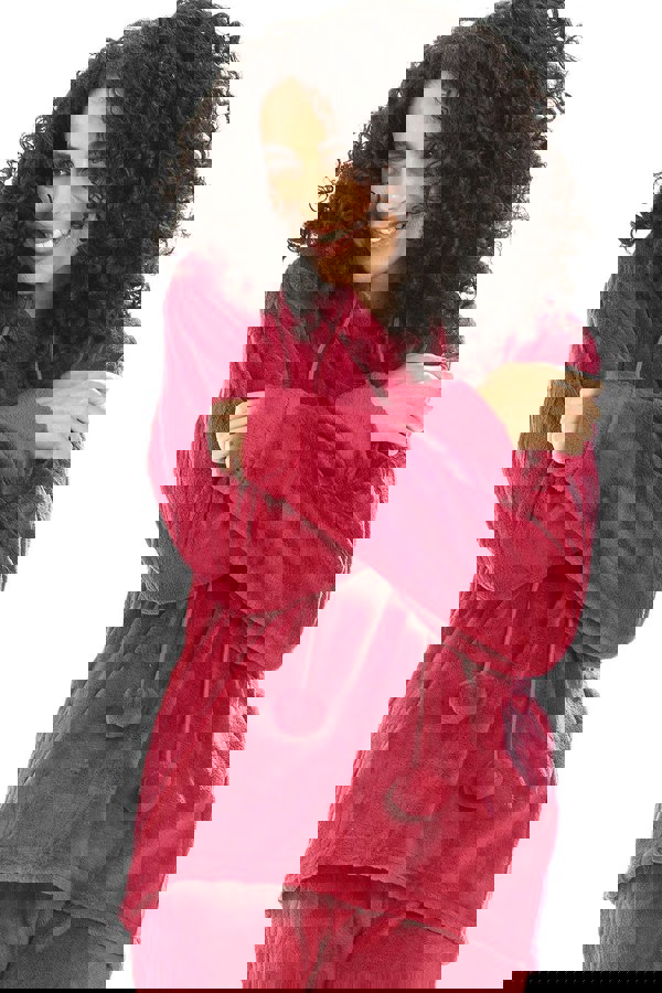 Camille Womens Magenta Supersoft Fleece Hooded Pyjama Set