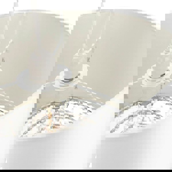 Modern White Satin Fabric Pendant Light Shade with Transparent Acrylic Droplets Image 3