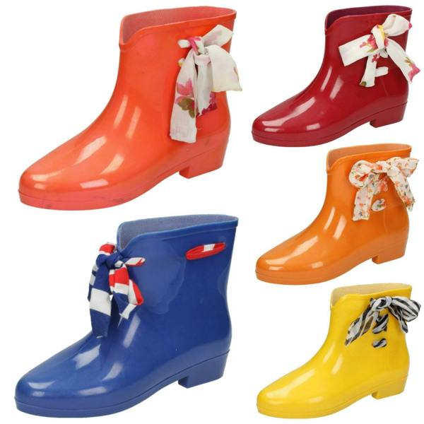 Spot On Ladies Spot On Tied Bow Detail Ankle Wellington Boots X1187