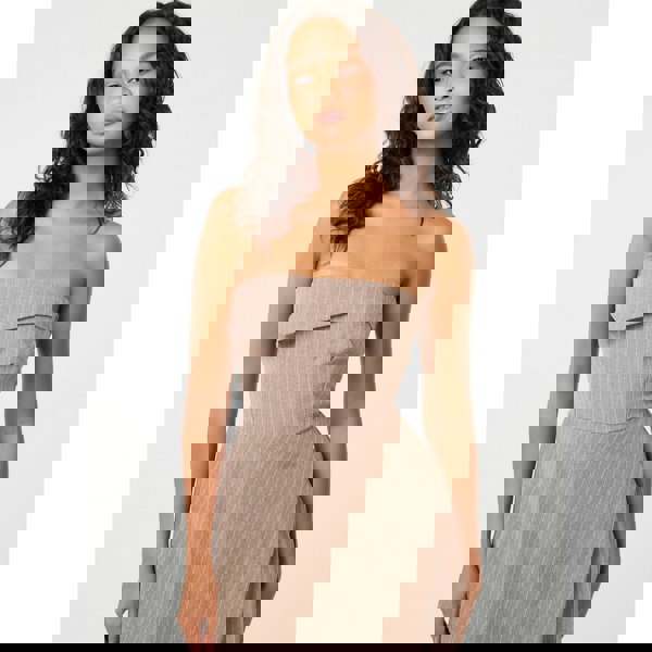 Pink Vanilla Pinstripe Bandeau Skort Dress