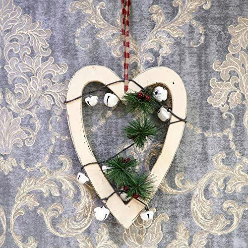 30 cm Wooden Hanging Decoration Heart Shape Cream for Christmas and Seasonal Displays image 3