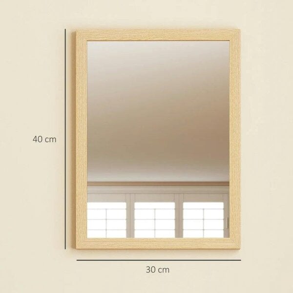 Bobobiy Wall Bathroom Mirror, 30 x 40 cm Wall-Mounted Mirror for Living Room, Bedroom, Hallway, Set of 2, Natural