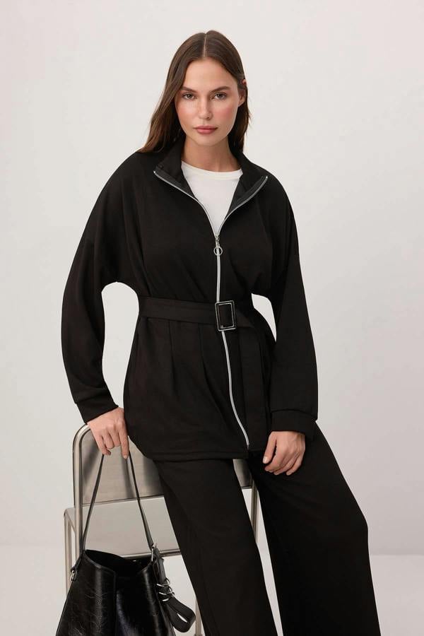 2-Piece High Neck Long Sleeve Regular Fit Co-ord Set