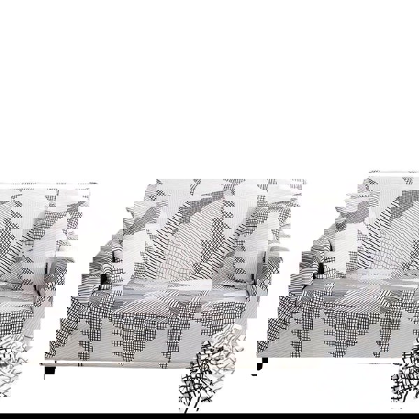 Anyhouz Anyseat 4 Seater Sofa Cover White Geometric Style and Protection For Living Room Sofa Chair Elastic Stretchable Slipcover