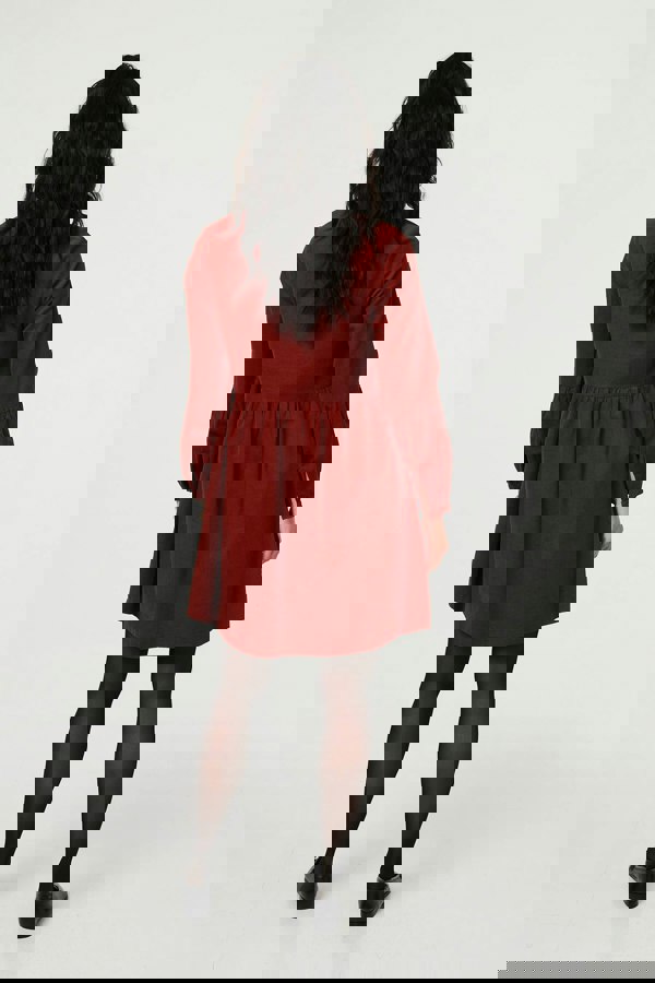 Rust | Relaxed Long Sleeve Short Smock Dress
