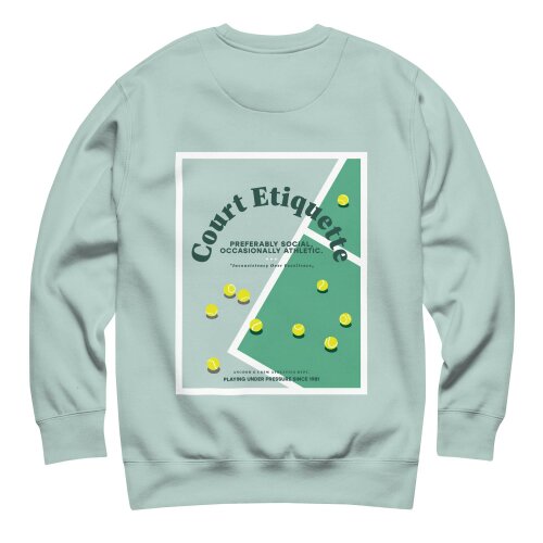 Anchor & Crew Court Etiquette Tennis Club League Organic Cotton Sweatshirt - Ice Blue