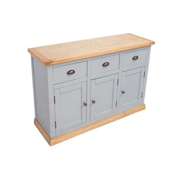 Cabinet Bits Bomporto Light Grey 3 Drawer 3 Door Sideboard Brass Cup Handle
