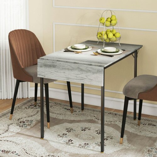 Wyld Haus Maretti Wooden Grey Drop Leaf Dining Table Seating 4