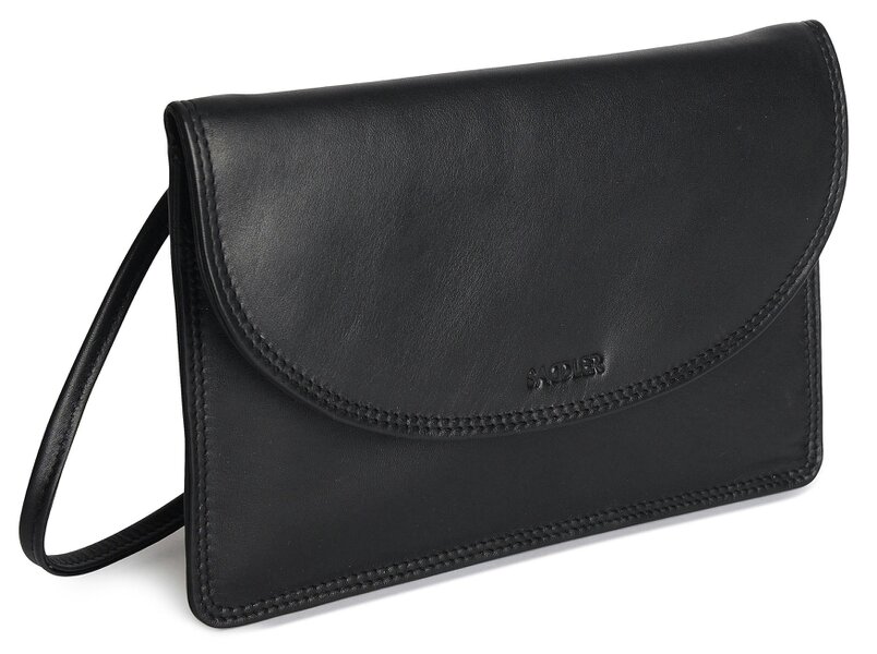 SADDLER ISABELLE Leather Slimline Crossbody Bag - Adjustable Strap, Multiple Pockets, Magnetic Closure - RFID Protected - Black