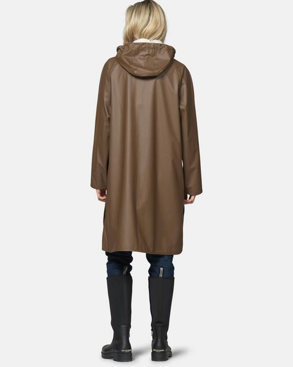 Ilse Jacobsen Rain Womens A - Line Rubberised Raincoat - Mud 206 | CHO | Designer Womens Rain Coats