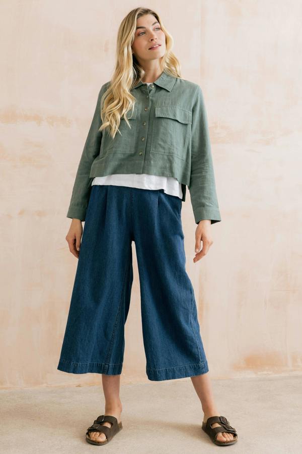 Lily & Me Grasslands Linen Blend Jacket Laurel